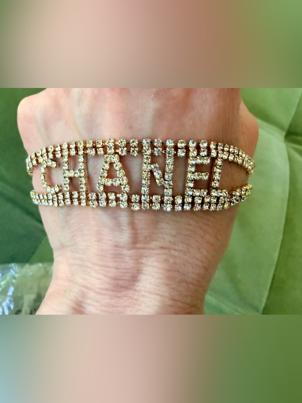 Chanel Beaute Gold Tone w Inset Crystal CHANEL Bracelet. NEW in SEALED Box.
